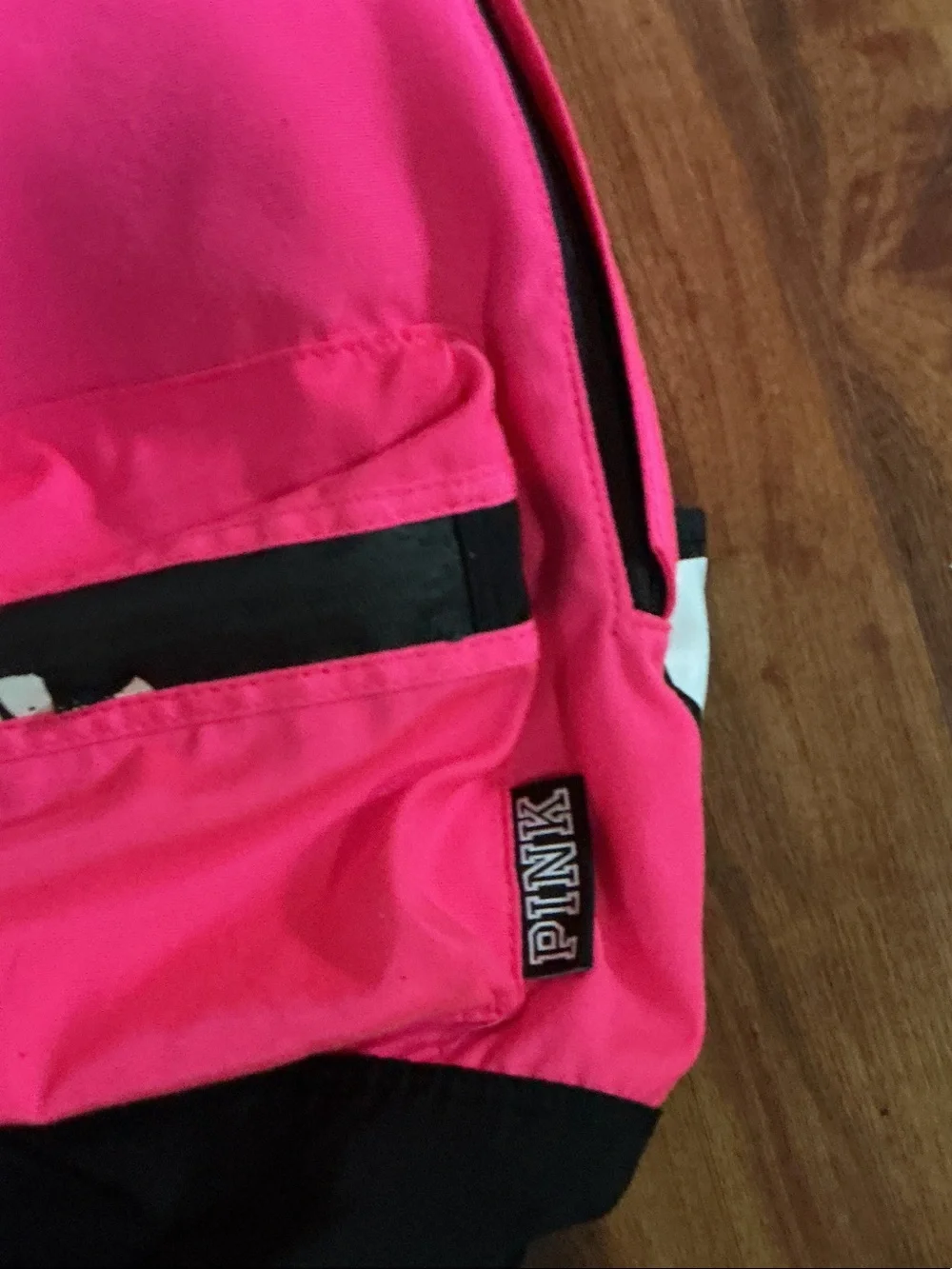 PINK Victoria's Secret Hot Pink and Black Backpack used